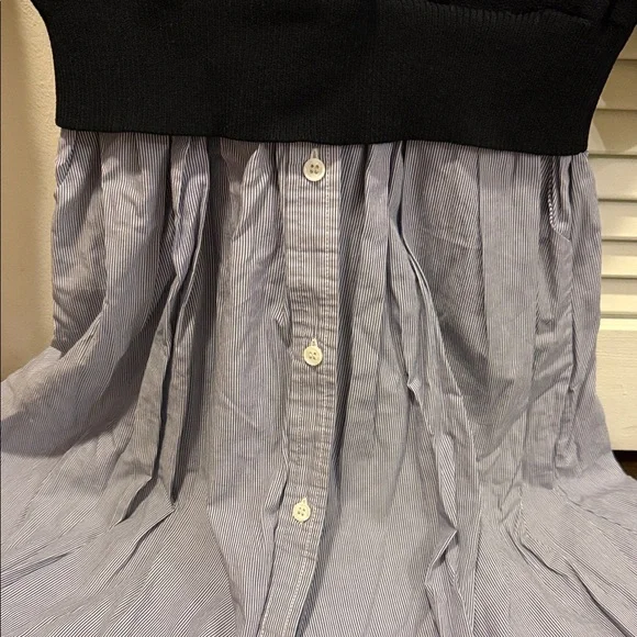 2 in 1 dress/ Black Cable Knit 3/4 sleeves Sweater with striped cotton skirts - Picture 3 of 6